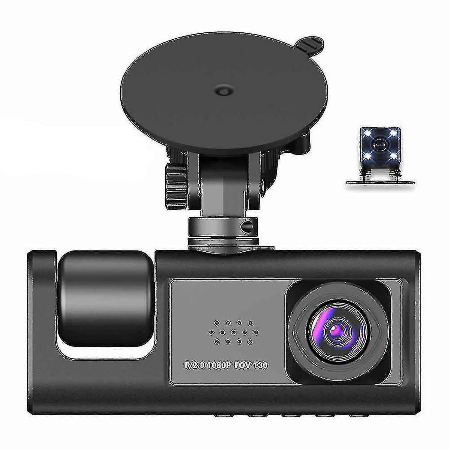 Car Driving Recorder, Three Camera Dash Cam Front and Rear and Interior 1080P Dash Camera, Dvr Dashb