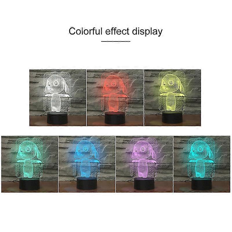 Black Base Creative 3D LED Decorative Night Light, Rechargeable with Touch Button Cute Dog 6