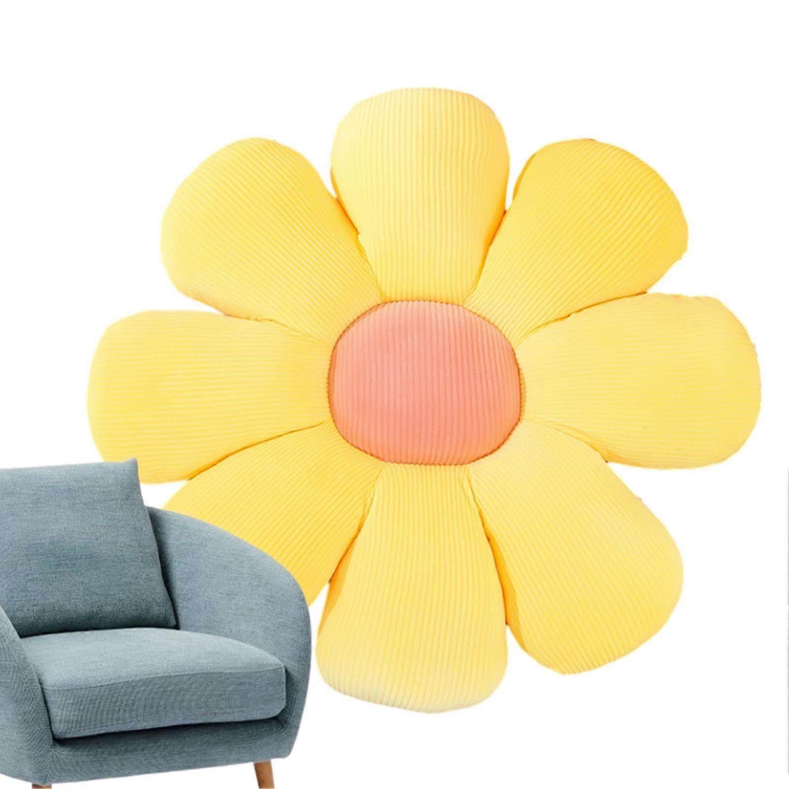 Flower Chair Seat - Daisy Plush Cushion, Soft Flower Shaped Floor Cushion for Living Room, Car, Couch, Balcony, Cozy Home Decor