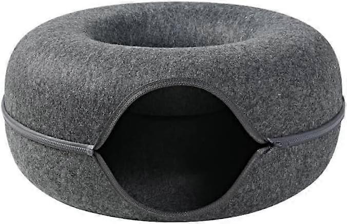 Cat Tunnel Bed with Zipper, Removable Play Tube, Soft Felt Hideaway for Kittens