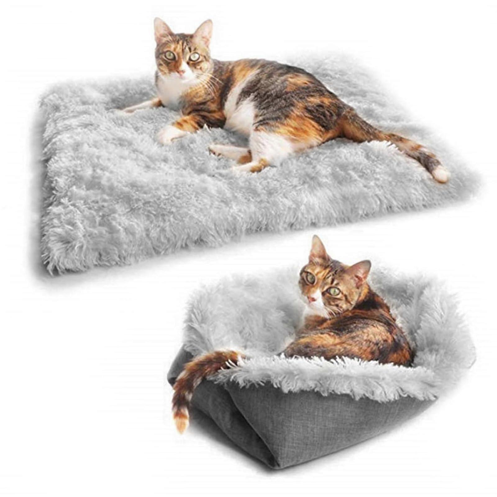 SelfWarming Cat Blanket, SelfHeating Cat Blanket, 2in1 Cat Bed, Pet Bed, Cat Sofa, Washable Heated Cat Blanket, Fluffy and Soft, 61 x 51 cm