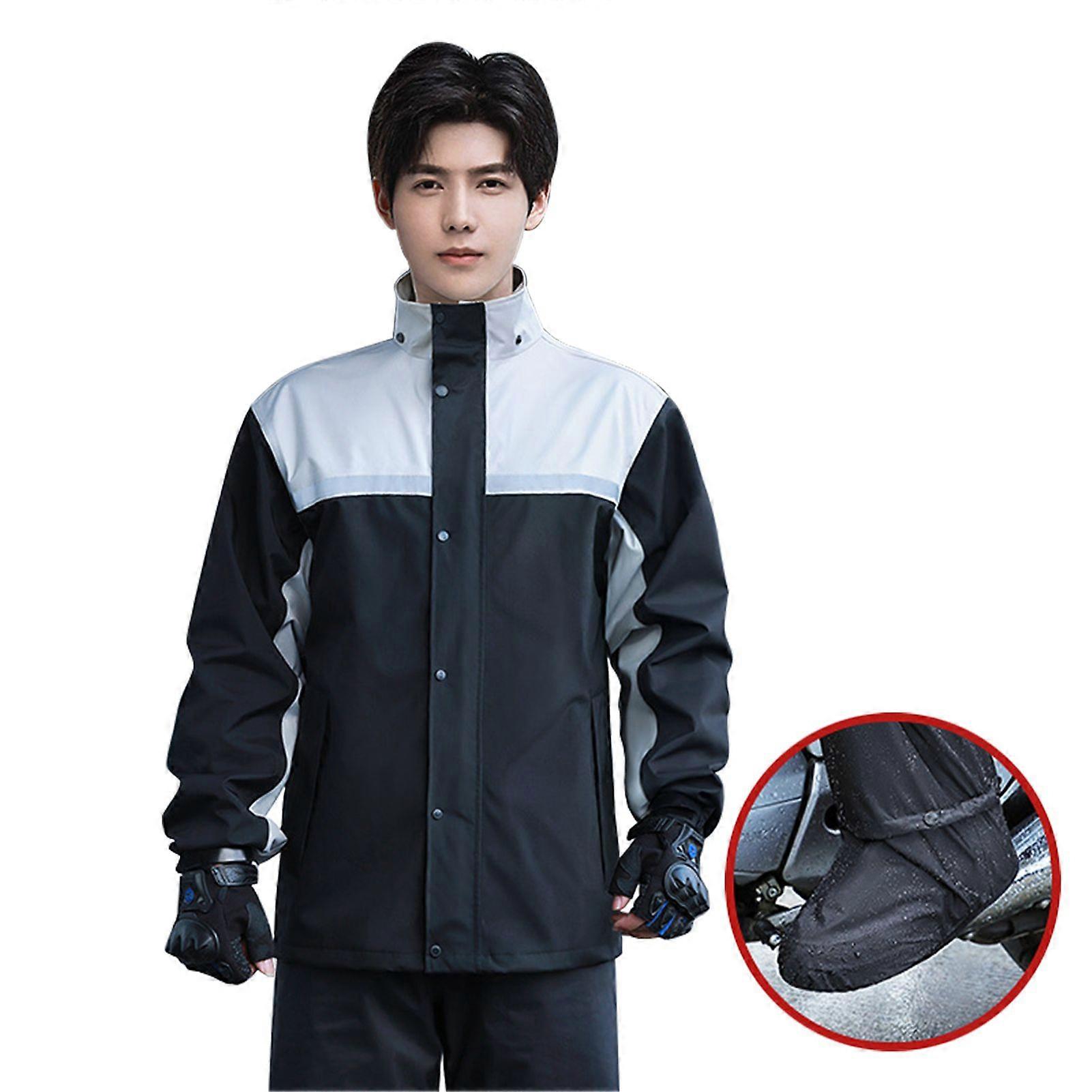 Männer Split Regenanzug Wasserdichter Regenmantel und Regenhose Set Reflektierende RegenbekleidungYMQX)