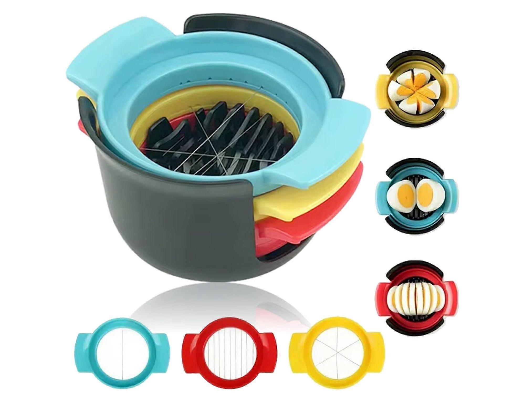 3in1 Egg Cutter  Stainless Steel, 3 Interchangeable Inserts for  Slices, Flowers, and Halves, Quick and Easy to Use