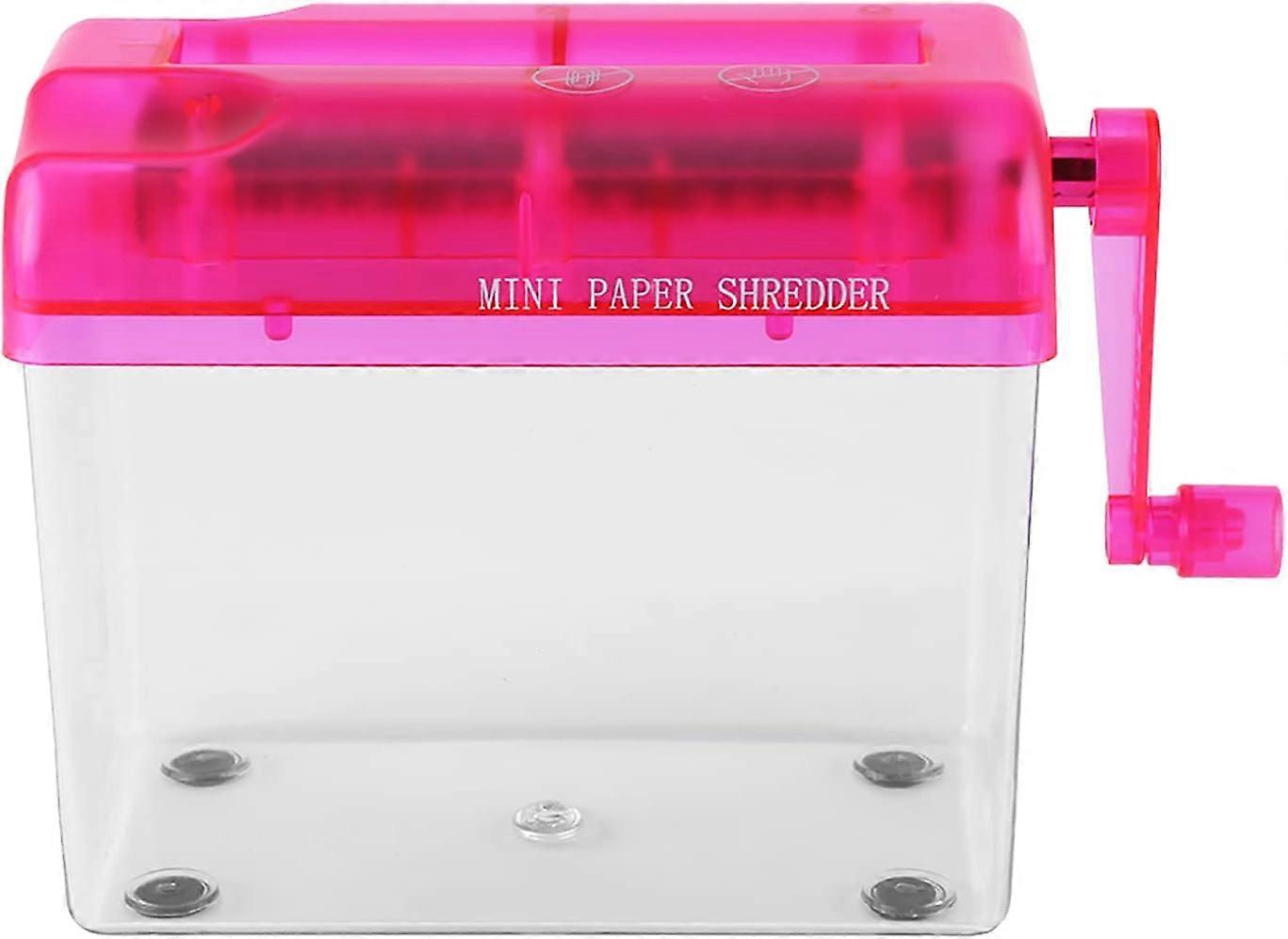 ZENGO Portable Hand Shredder A6 Paper Shredder Manual Paper Shredder Mini Paper Cutting Machine with 1.5L Basket Office School Home, Rose Red