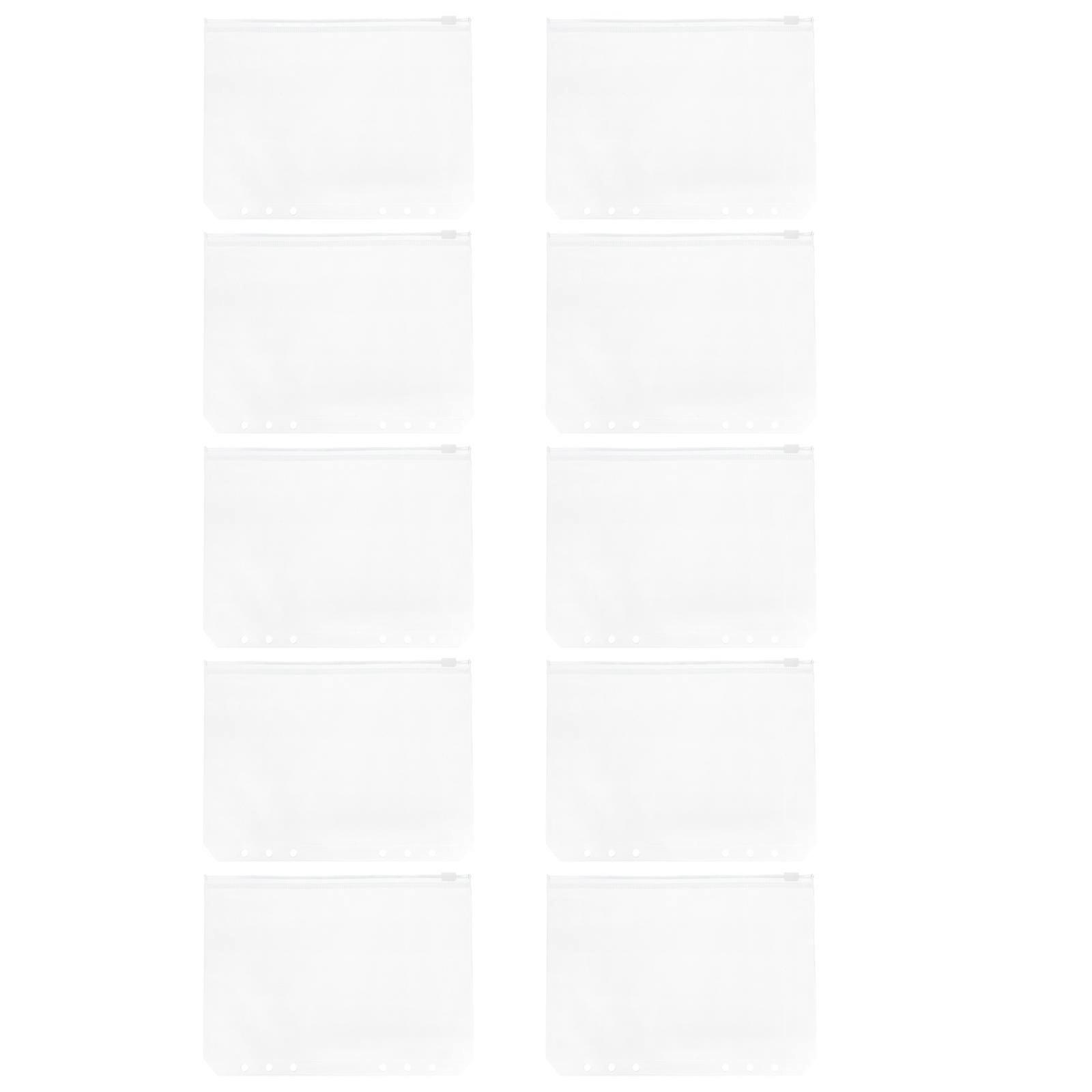 Clear PVC Binder Zipper Pockets for Storage Lightweight with Rounded Corners 10 Pcs