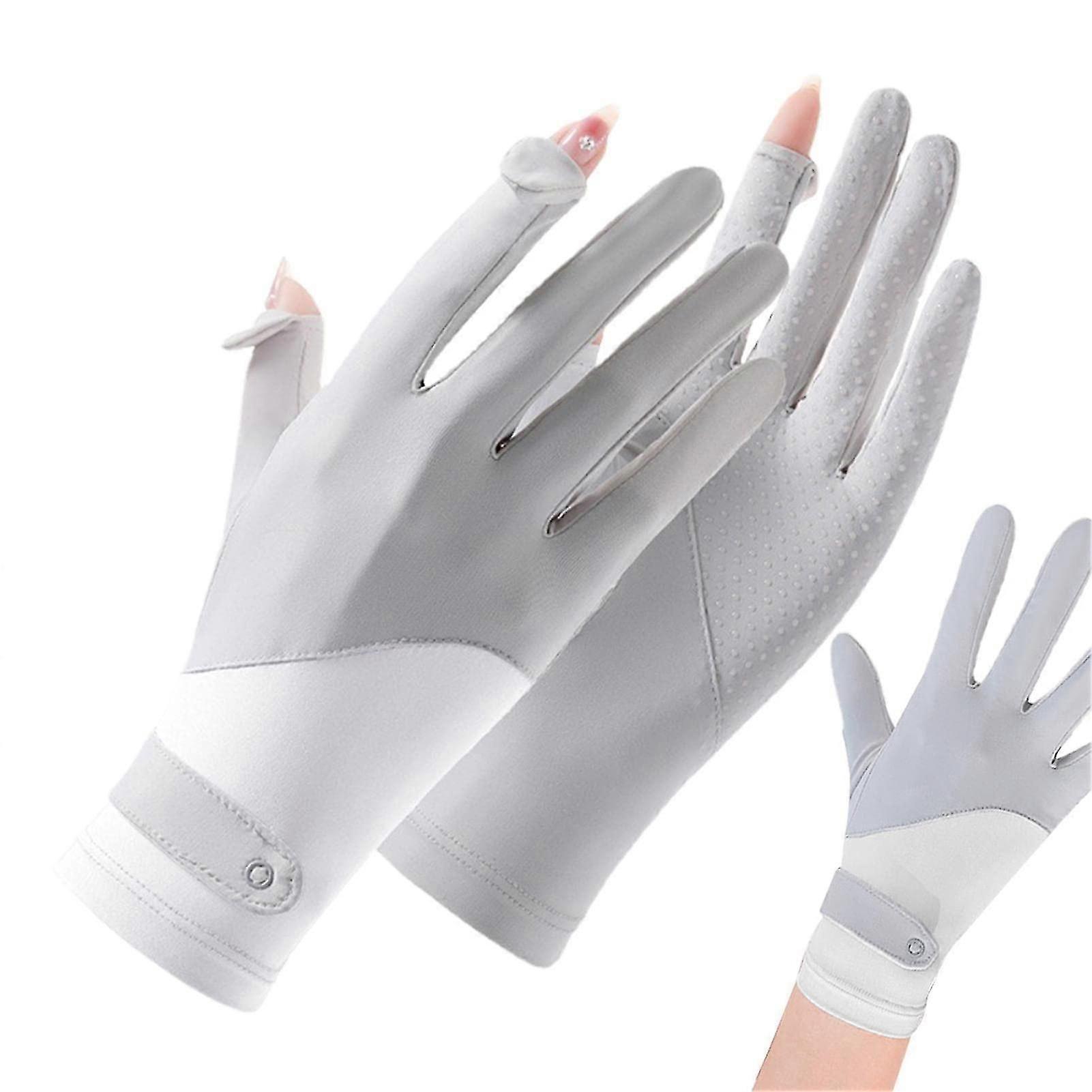 Silk Gloves - Splicing Ice Silk Sun Protection GlovesGrey