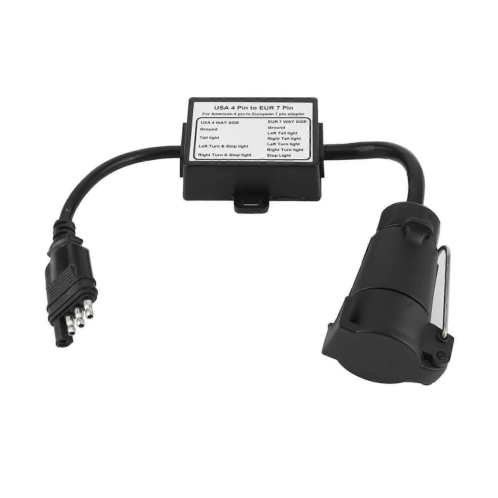 4-Pin to 7-Pin Trailer Connector Adapter, Waterproof Vehicle Adapter for Reliable Signal Transmission and Compatibility