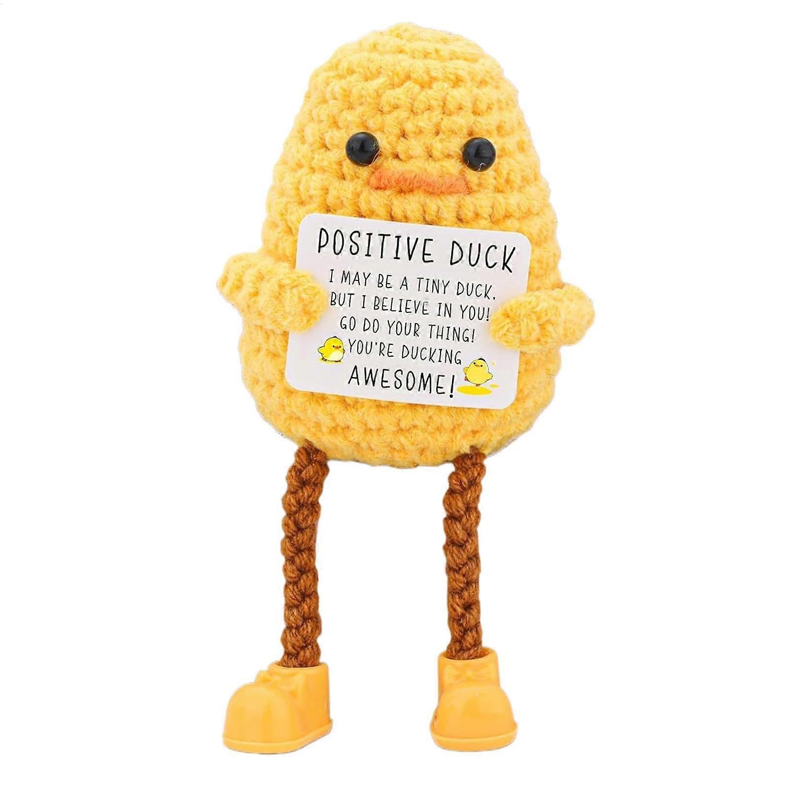 Häkeln Duck Plush Toy - Handmade Soft Texture Duck with Inspirational Motivation Card, Cute Crochet Duck for All Ages