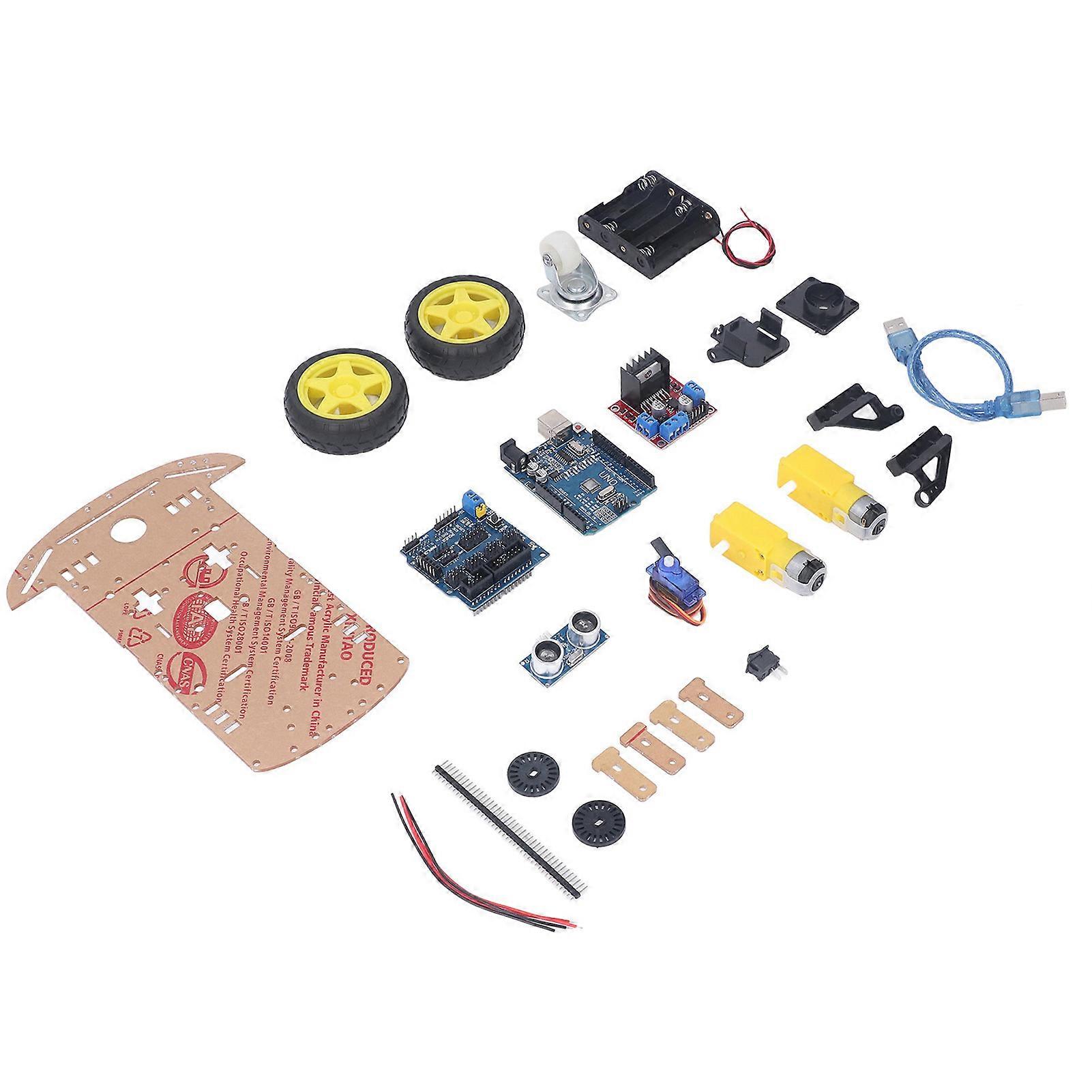 Smart Robot Car Chassis Kit DIY Programmable Development Board 2WD Ultrasonic with Motor MCU 