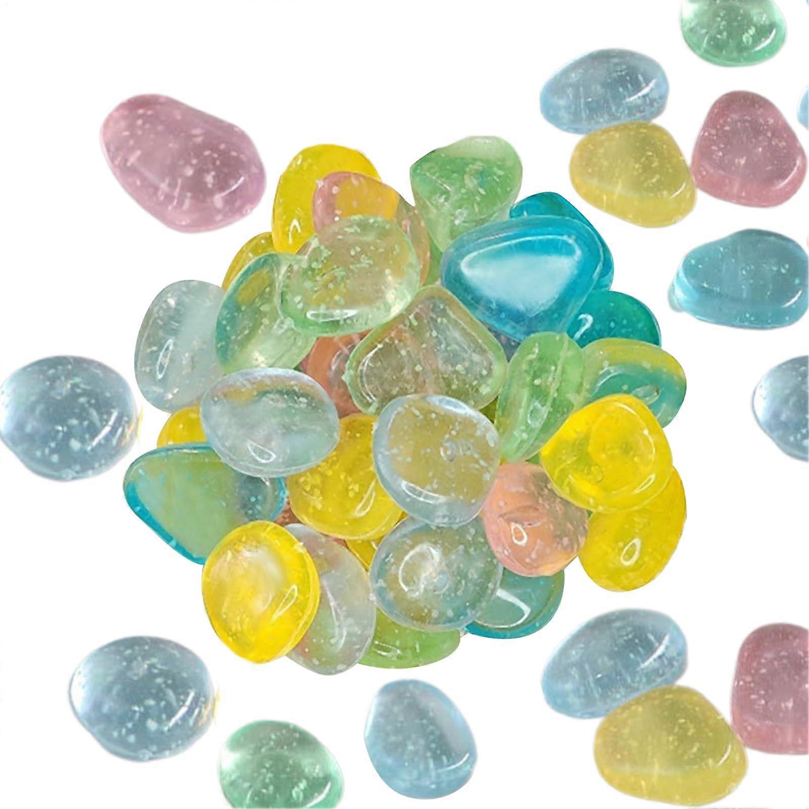 Glow in the Dark Rocks for Landscape Decoration, Colorful Illuminated Gravel for Backyard, Aquarium and Outdoor Use