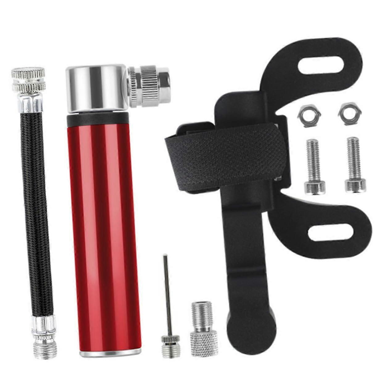 1Satz Mini Bicycle Pump Aluminum Alloy Tire Inflator for Mountain and Road Bikes Hand Pump with Secure Threaded Connection Red