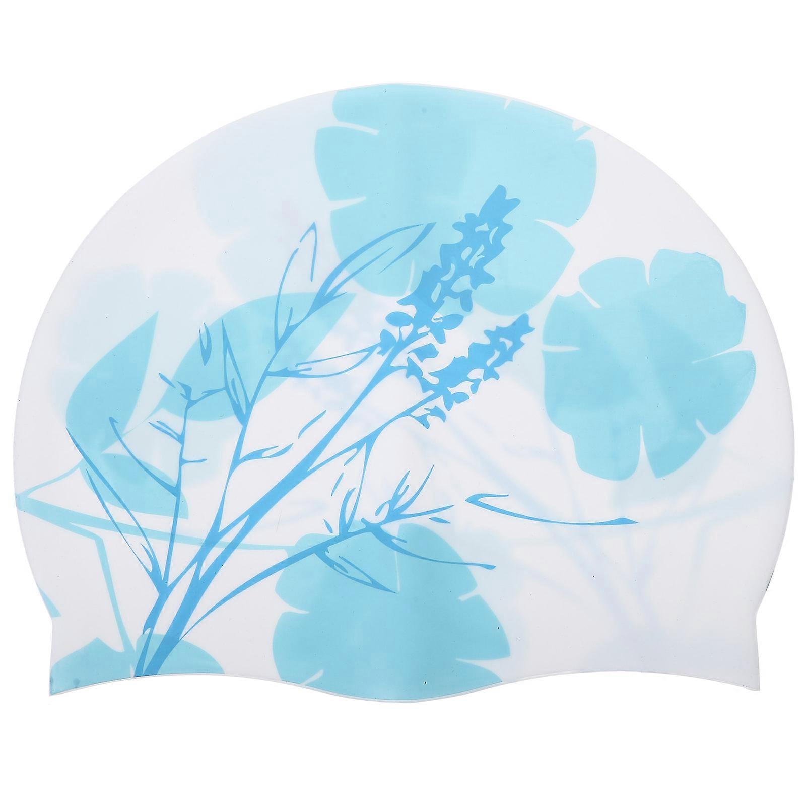 Funny Printed Swimming Cap Waterproof Sun-Proof Protective Round Silicone White 24.00X20.00X0.10CM 1Pc