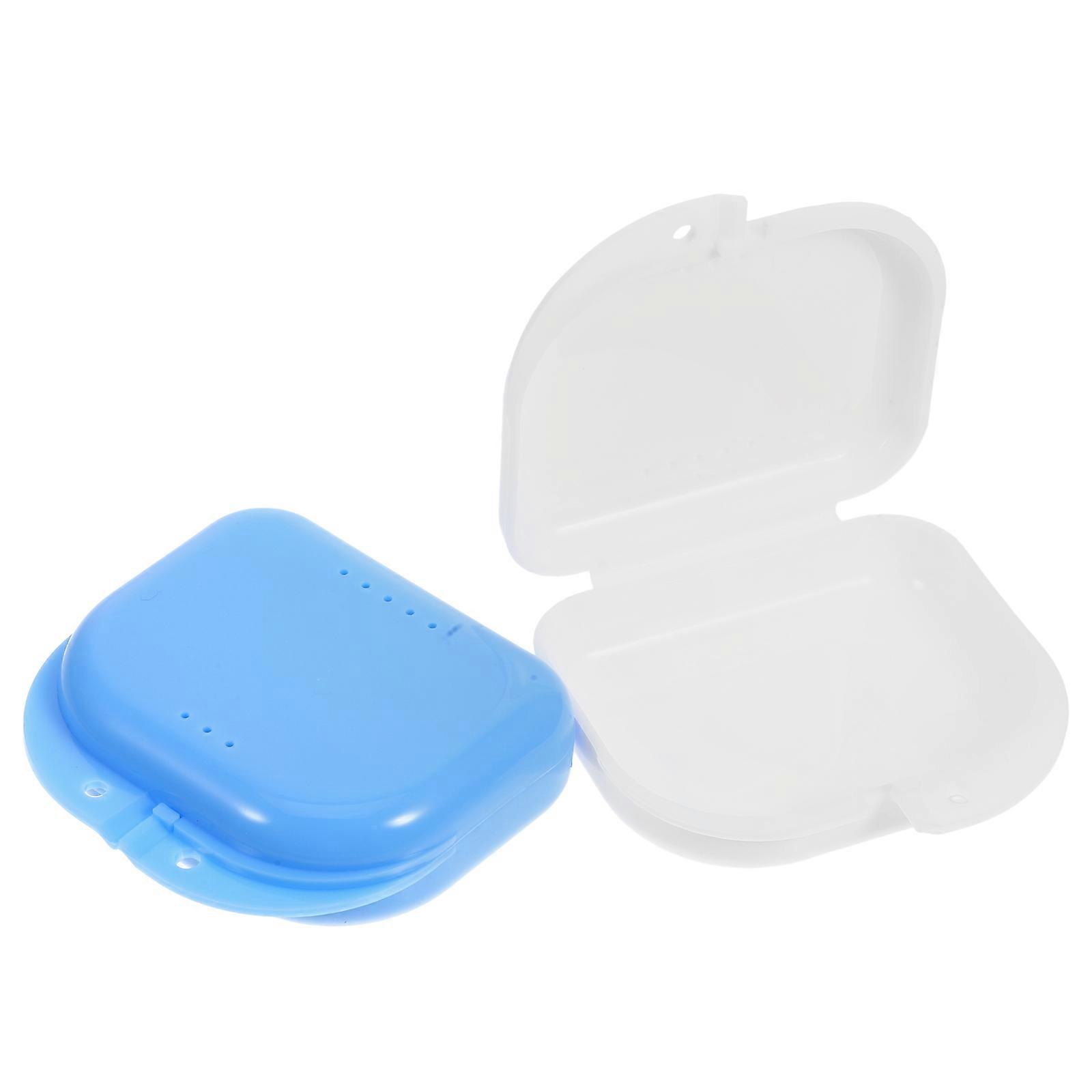Retainer Cleaner Case Case Compact Design White 2Pcs