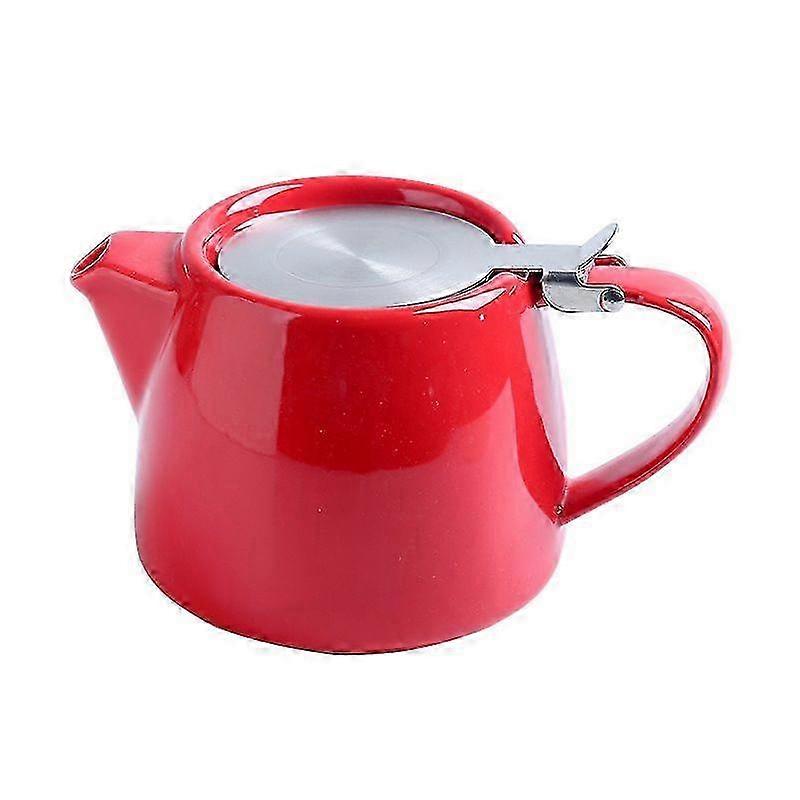 2025 Red Ceramic Tea Pot with Lid and Strainer for Loose Leaf Tea, Serves One or Two