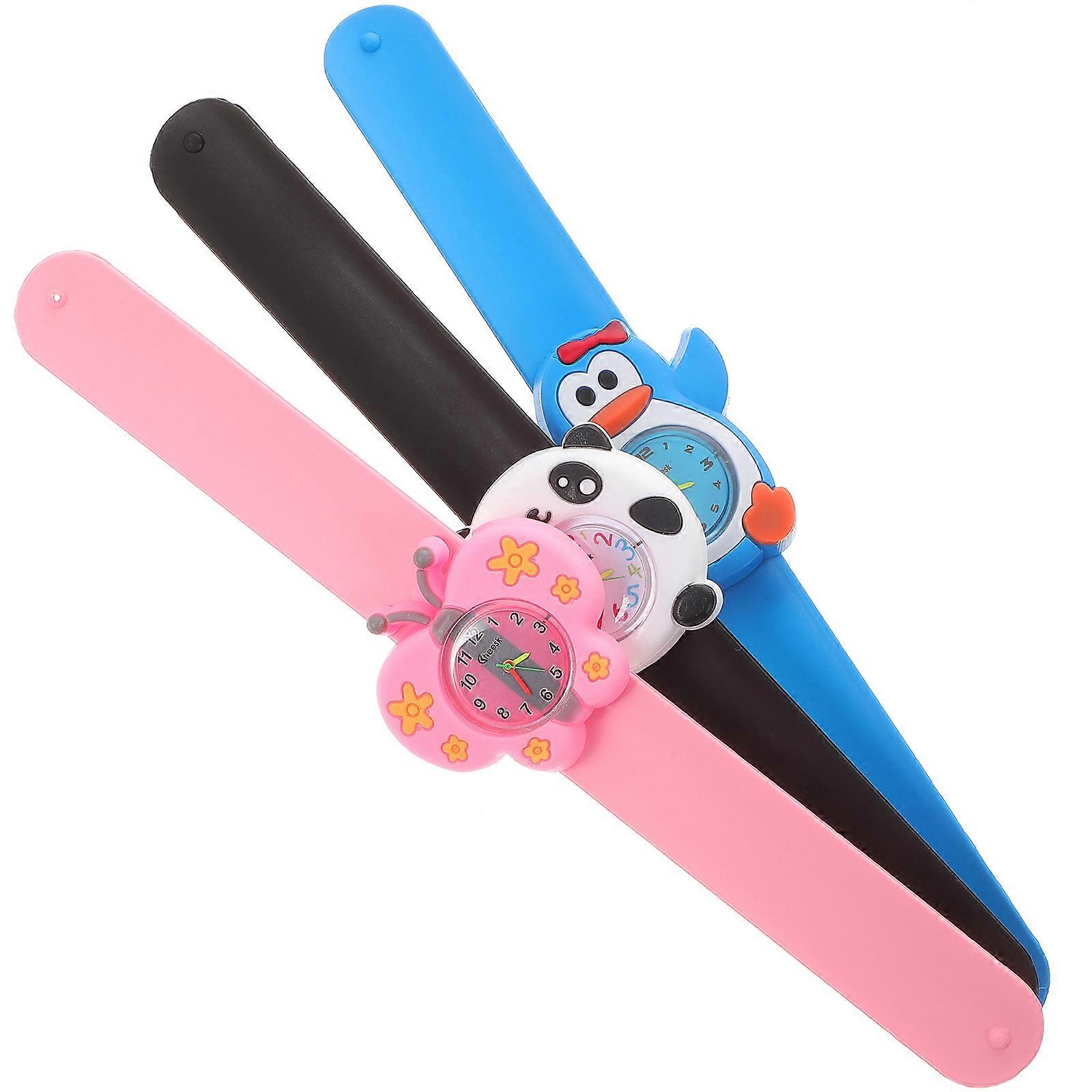 3pcs Cartoon Band Patting Watch with Adorable Design, Durable Material, Easy Reading and Stylish Look