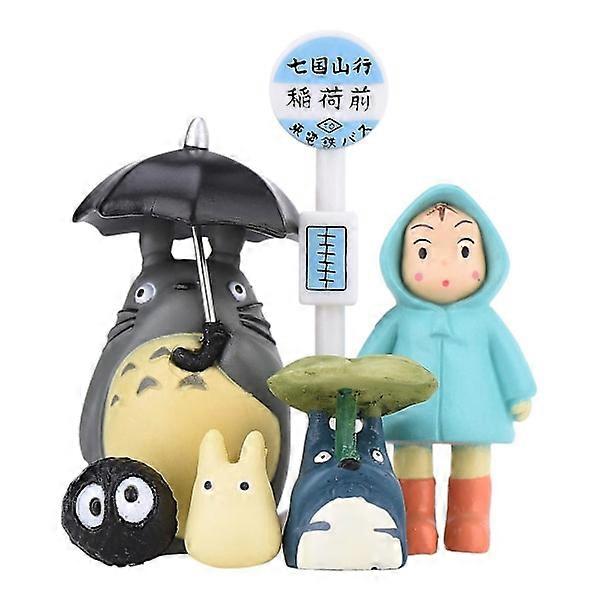 SET OF 6 Totoro Bus Stop and Microlandschaft Figures [LGL] - Miniature Totoro Figures