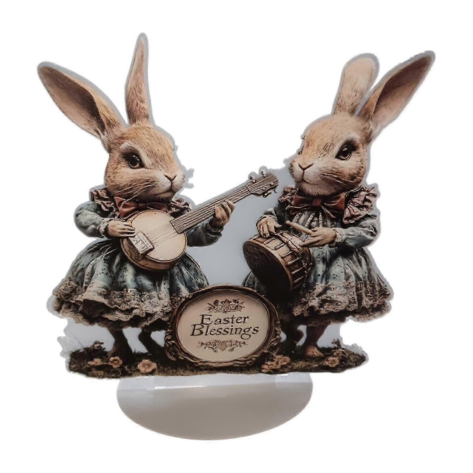 Easter Bunny Acrylic Sign Easter Decoration Artwork for Bedroom Office Shelf