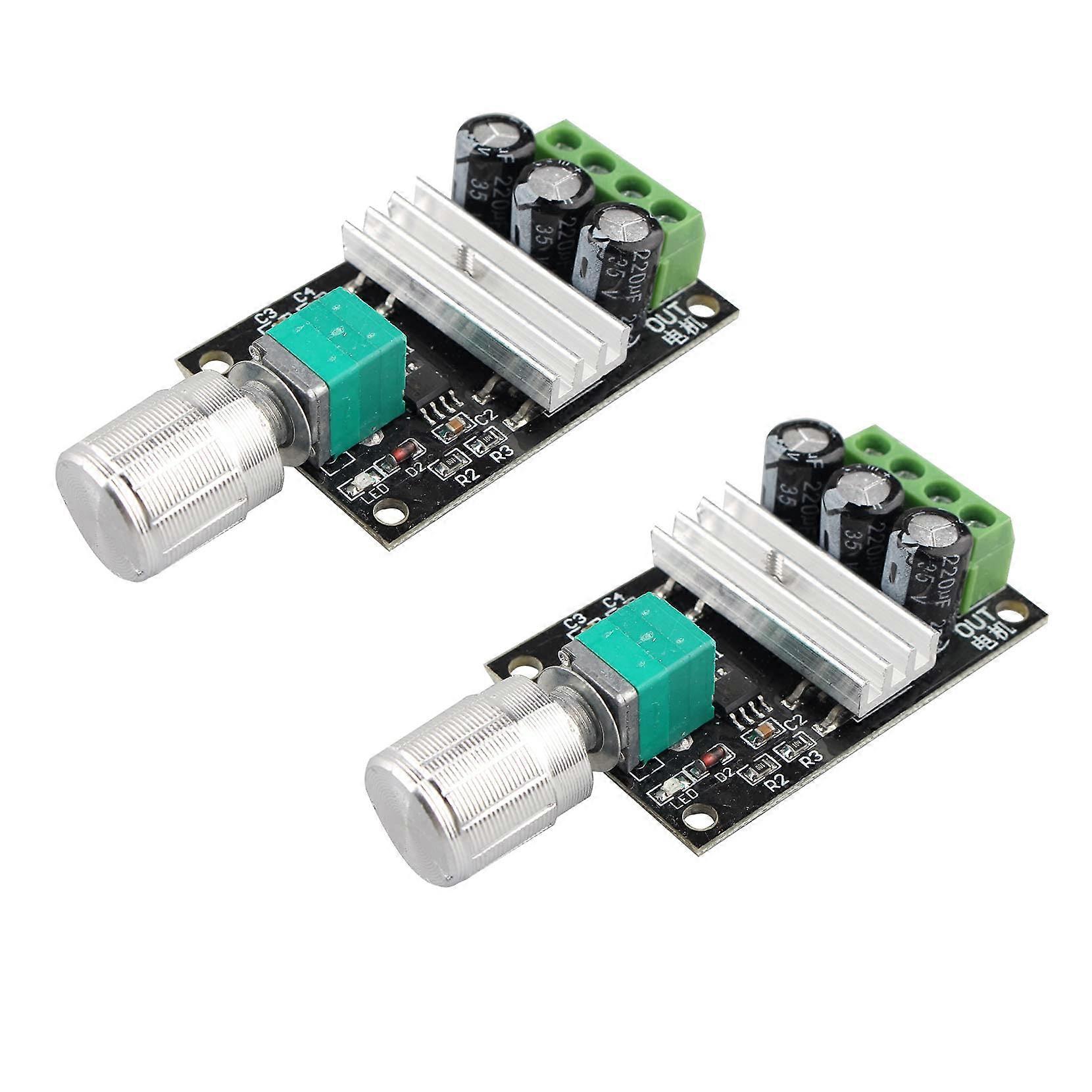 PWM DC Motor Speed Controller, 6V 12V 24V 28V 3A 80W DC Motor Speed Controller PWM Adjustable Variable Speed Switch DC Motor Driver 1203BK Pack of 2