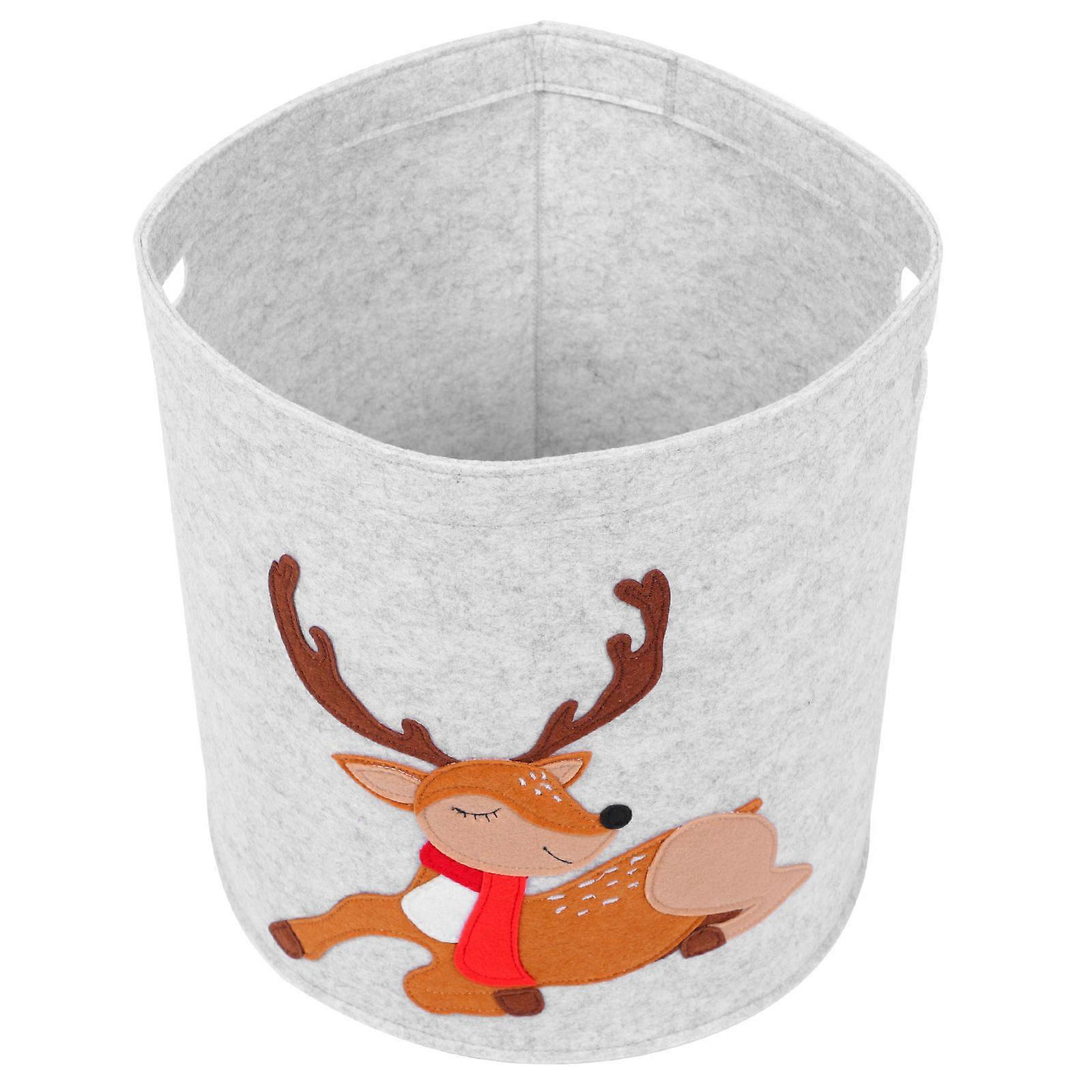 Round With Height Felt Storage Bucket Christmas Design Home Decoration Multi Purpose 35x32cm Toys Storage 1Pc