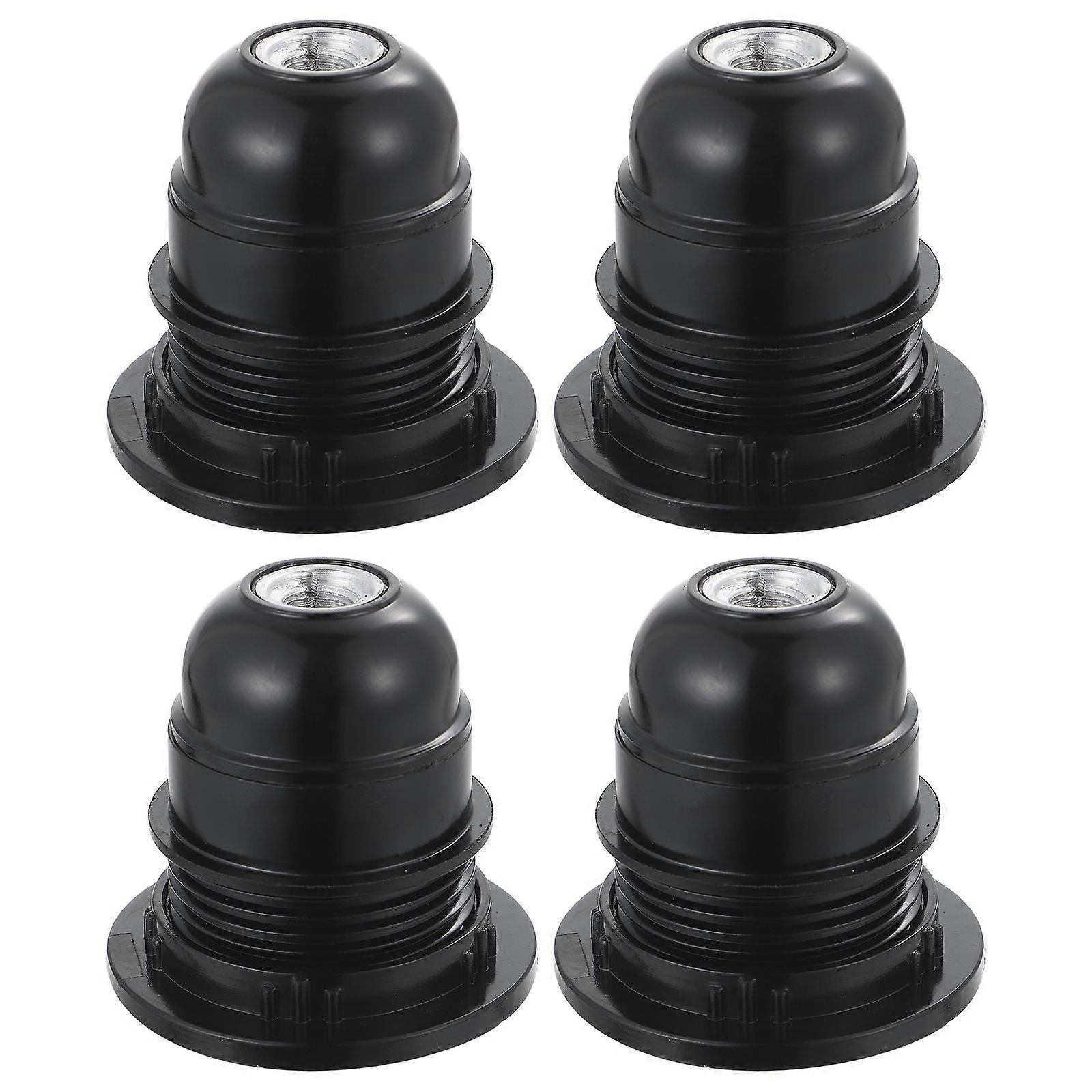 Black Aluminum Lamp Holder Base Socket for E27 Bulbs with Self-locking Feature 4pcs