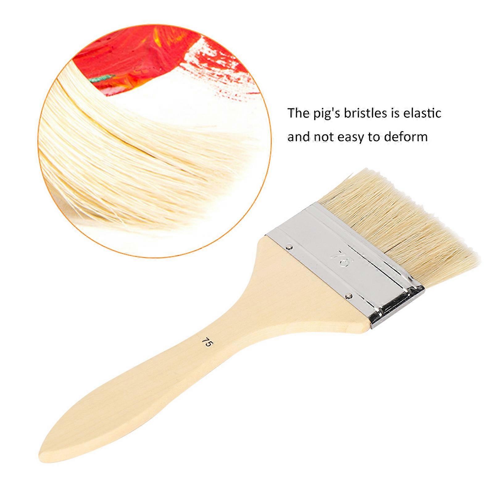 2Pcs Varnish Painting Brush Pig's Bristles for Gouache Watercolor Acrylic Oil Paint Set