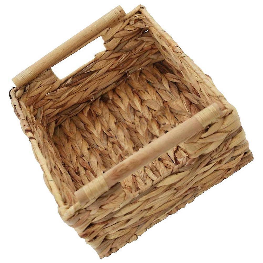 Stylish Woven Rattan Toiletries Organizer with Handles – Compact Storage for Bathroom, Desktop & Home Essentials