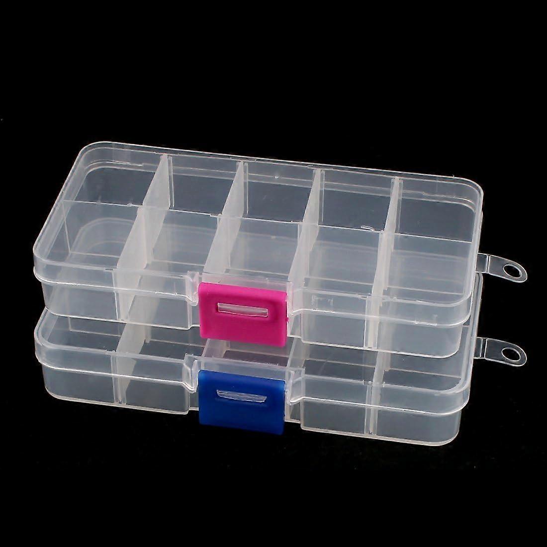 2pcs 10 Slots Adjustable Plastic Storage Case Organizer Jewelry Beads Box Holder