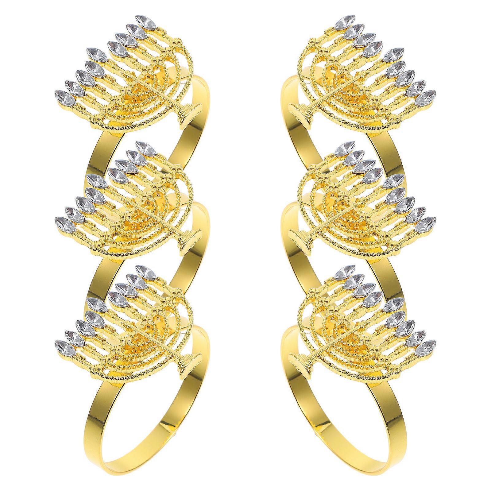 6pcsエレガントナプキンリングハヌカテーブルデコレーションアロイナプキンバックルホームホテル用