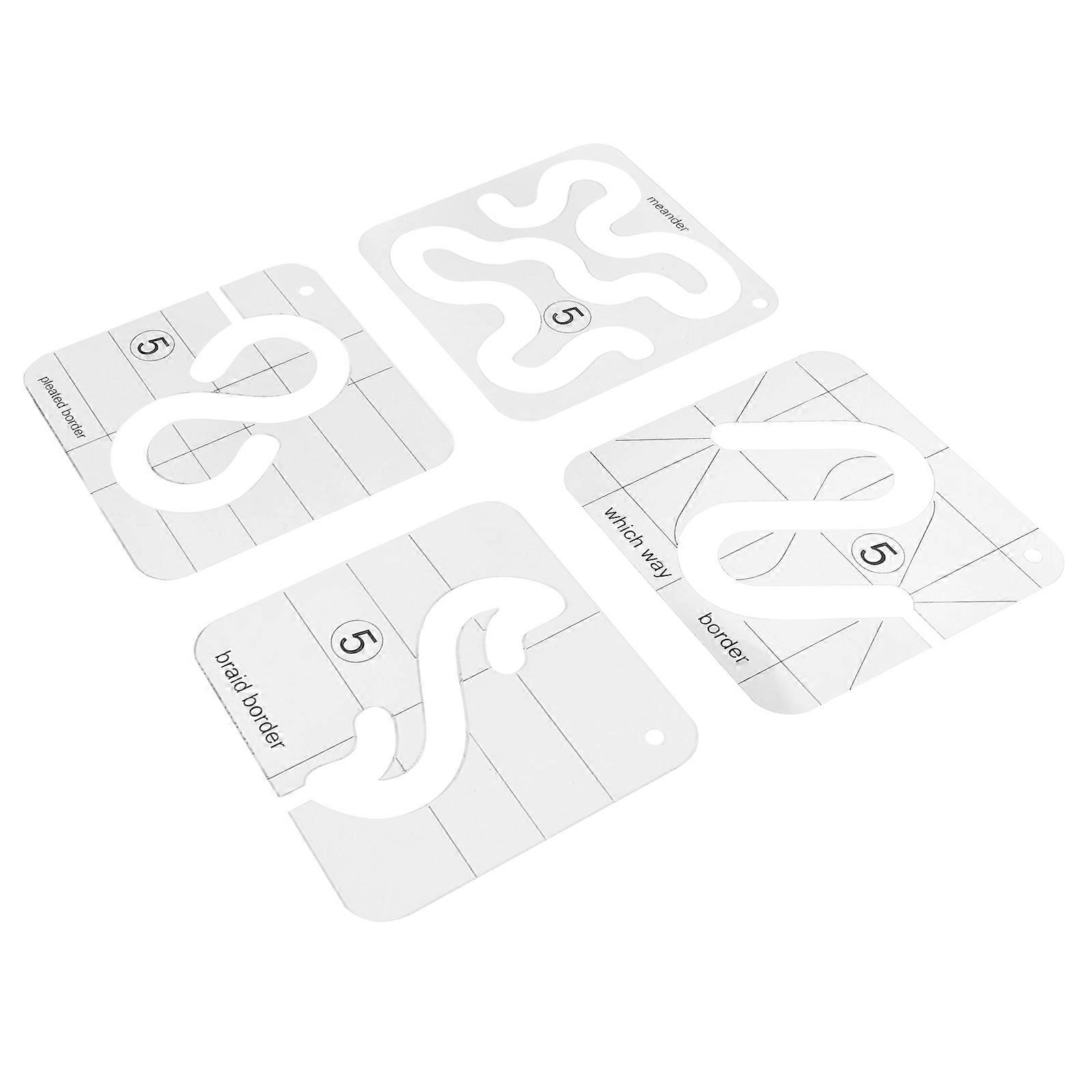 Acrylic Quilting Templates for DIY Sewing Patchwork Tools Transparent Ruler Set of 4 Pieces