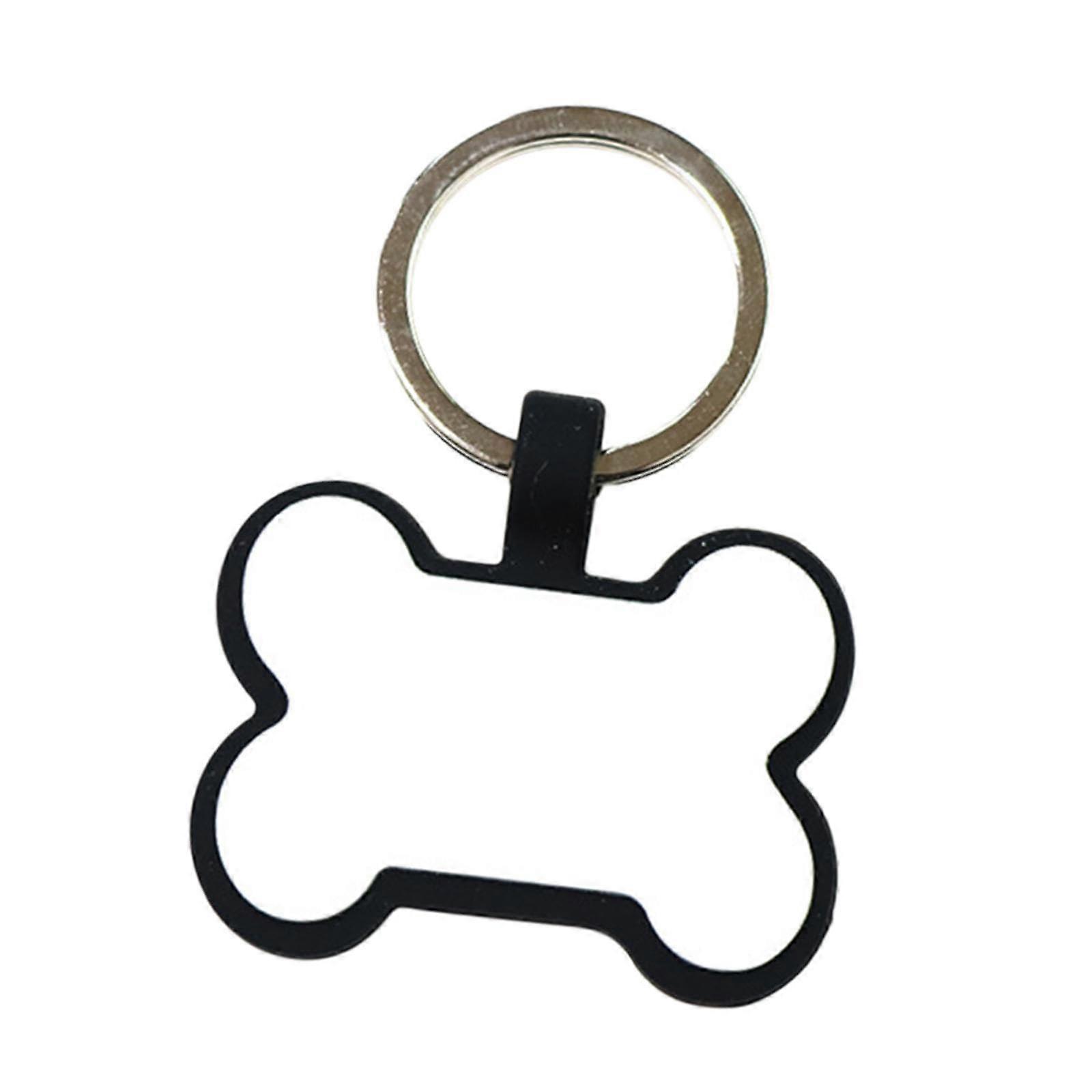 PET ID Card Pet Name Charm for Dogs and Cats, Blank Bone Shape Tag with Keyring, White Color, Customizable