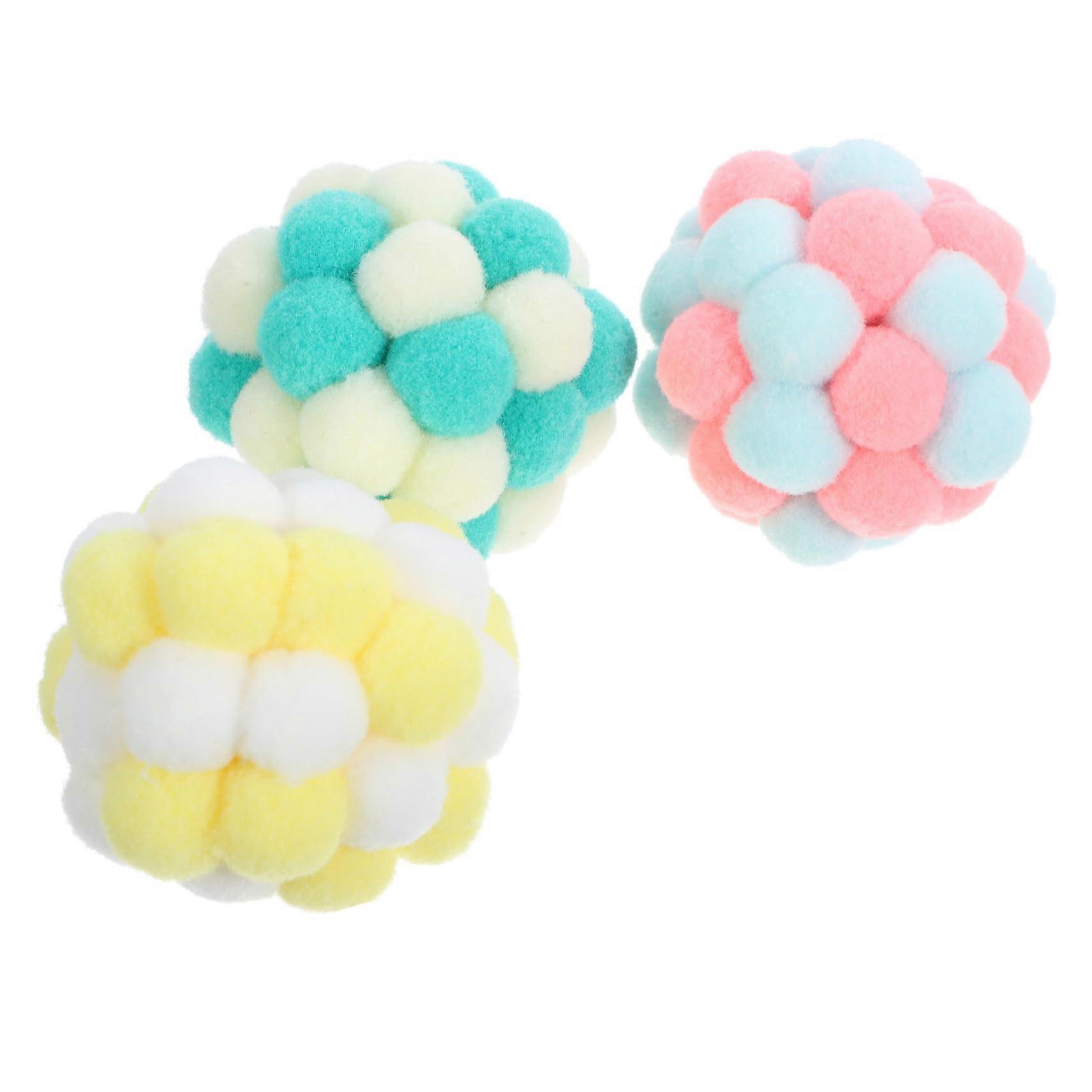 Cat Toy Balls with Bells - Set of 3 Colorful Plush Scratch Balls for Indoor Cats