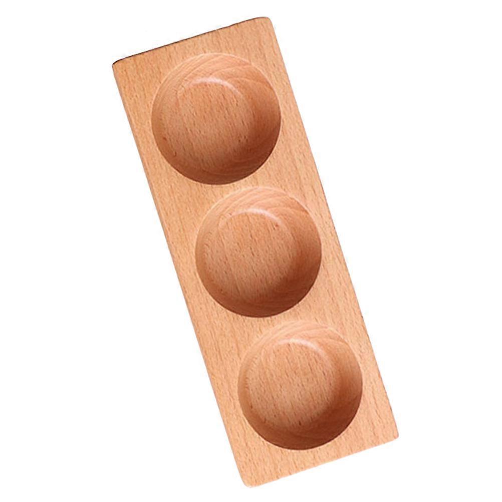 Natural Wooden Snack Tray with 3 Grids for Appetizers Serving in Khaki 20x7.5cm