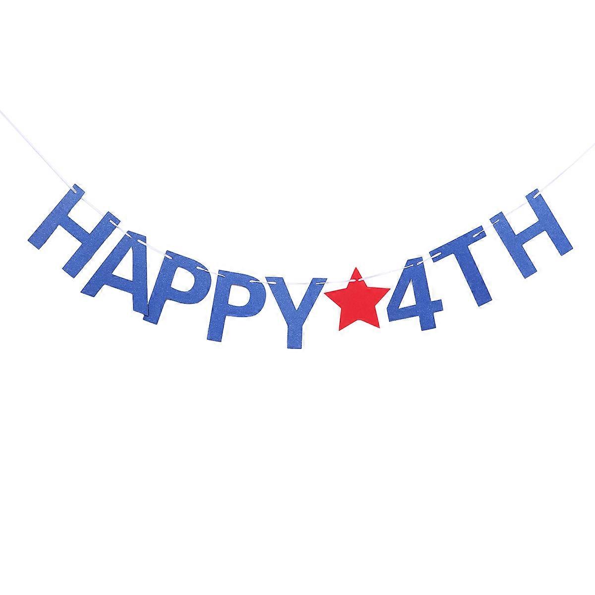 USA Patriotic Party Banner for Independence Day Decoration with Blue Paper Flags Lightweight