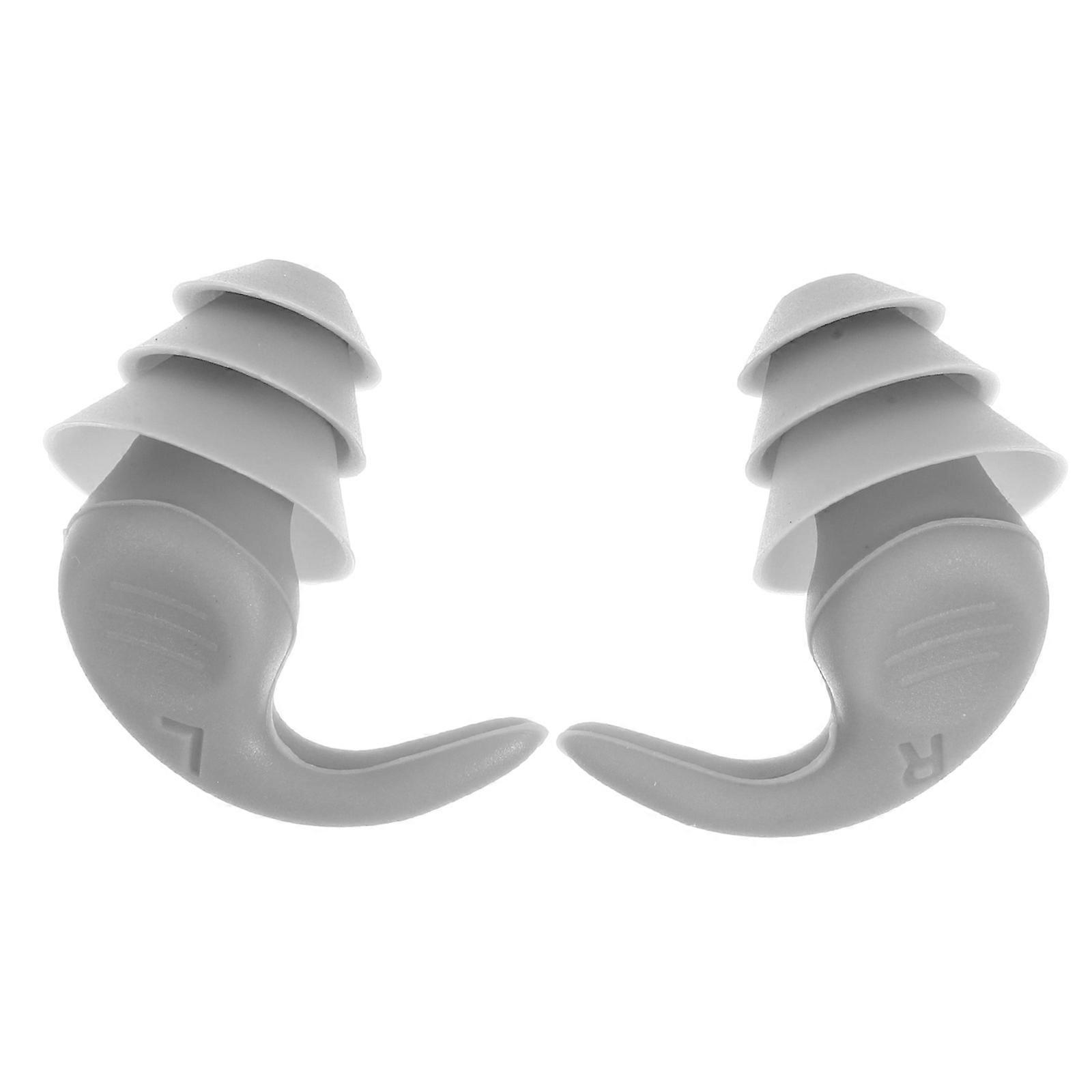 Noise Reduction Earplugs Hearing Protection Tips For Concerts Airplanes 1Pair Grey Silicone