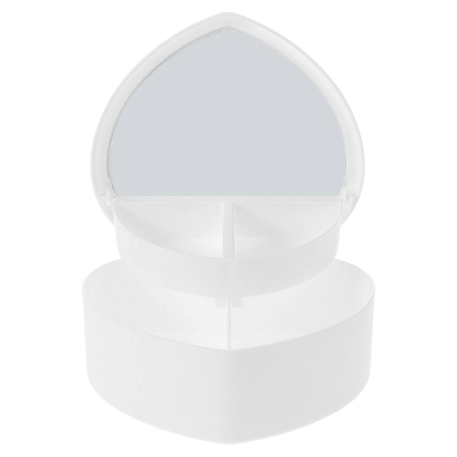 Heart Shaped Jewelry Box for Girls with Make Up Mirror Dual Layer Storage Organizer for Home and