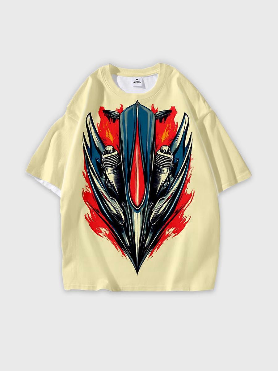 T-shirt round neck Pattern loose short sleeve E579