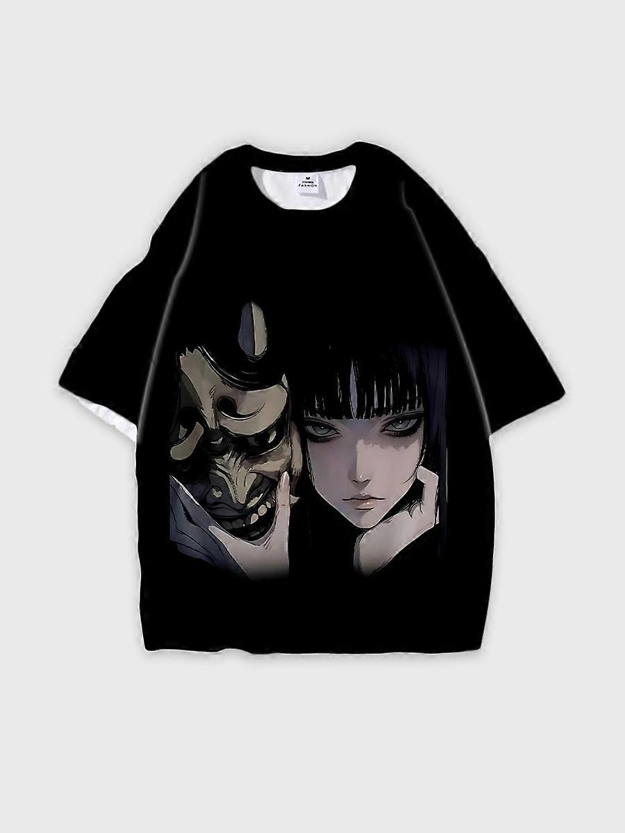 T-shirt round neck Role Pattern loose short sleeve D1582