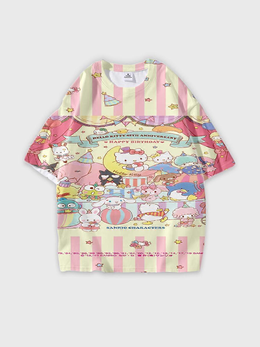 T-shirt round neck Cartoon Pattern loose short sleeve E1470