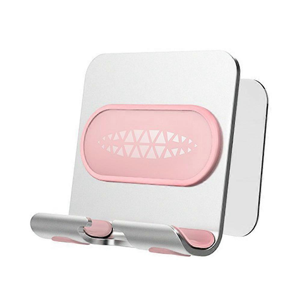 TKdaddy B10 Wall Mount Phone Holder Punch-free Bathroom Adjustable Angle Tablet Stand Silver+Pink
