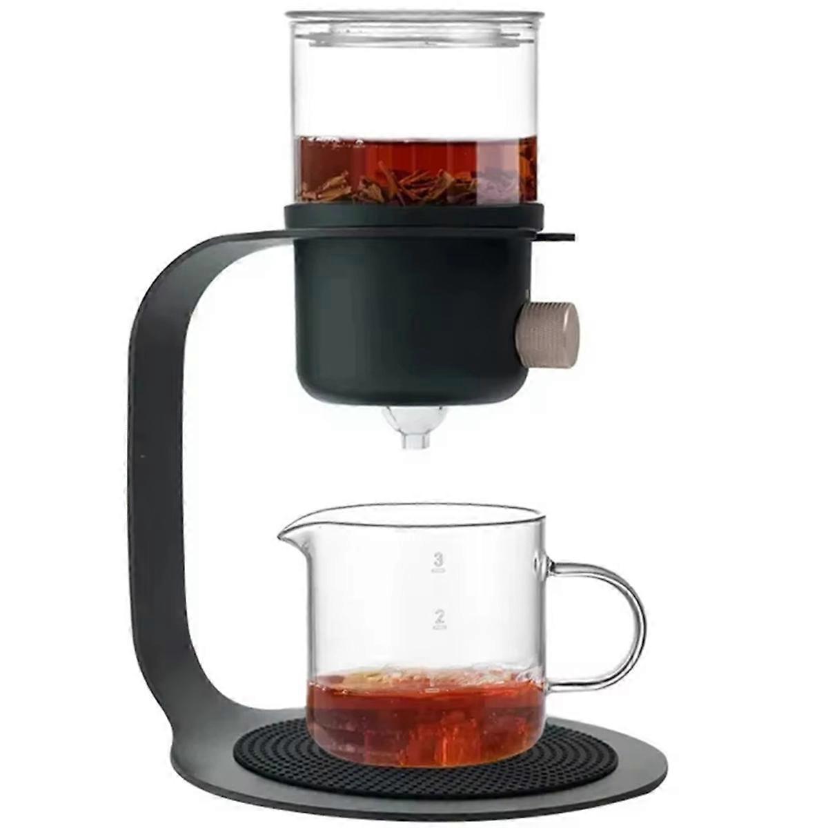 Glass Tea Pot for Lazy Brewing - Flower Tea Pot with Drip Filter,Ideal for Tea and Freshly Ground Coffee,Household Use A