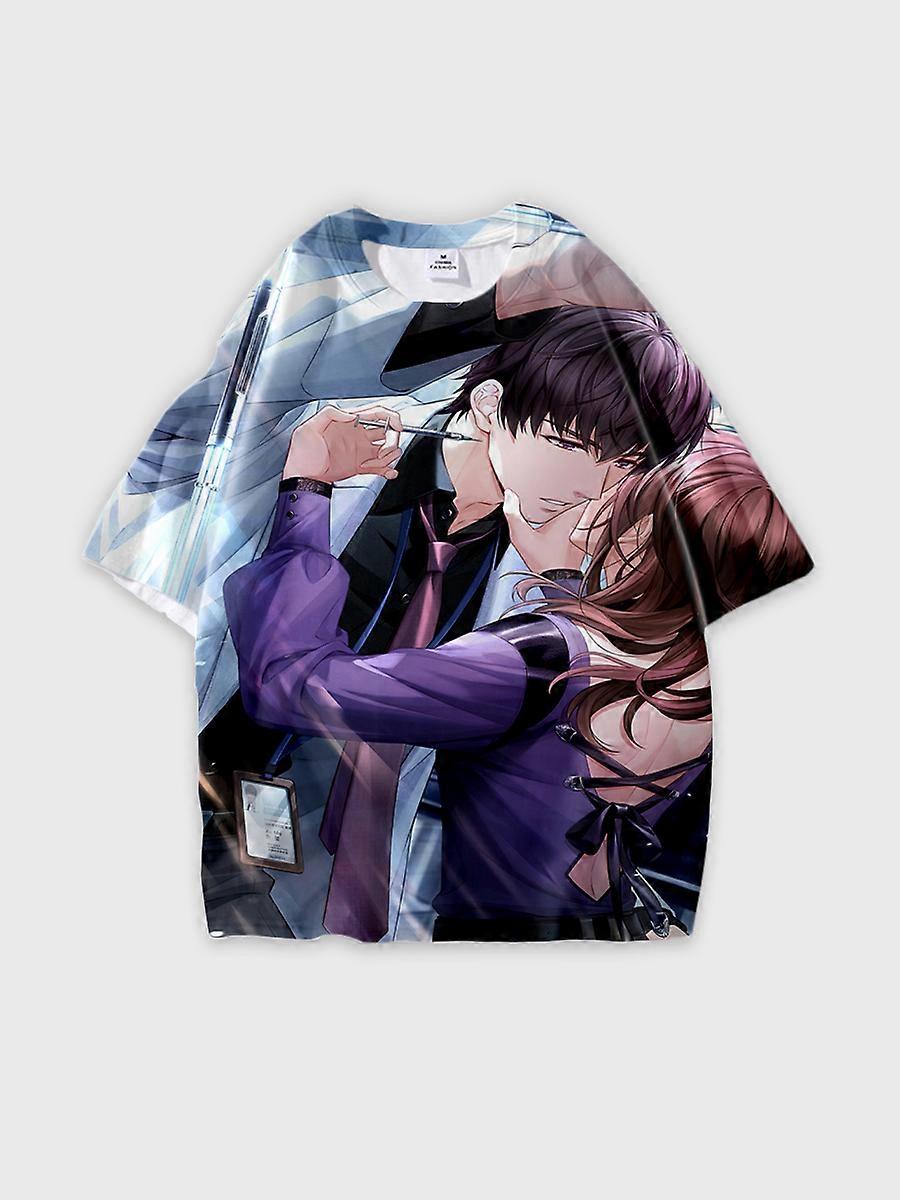 T-shirt round neck Role Pattern loose short sleeve E3409