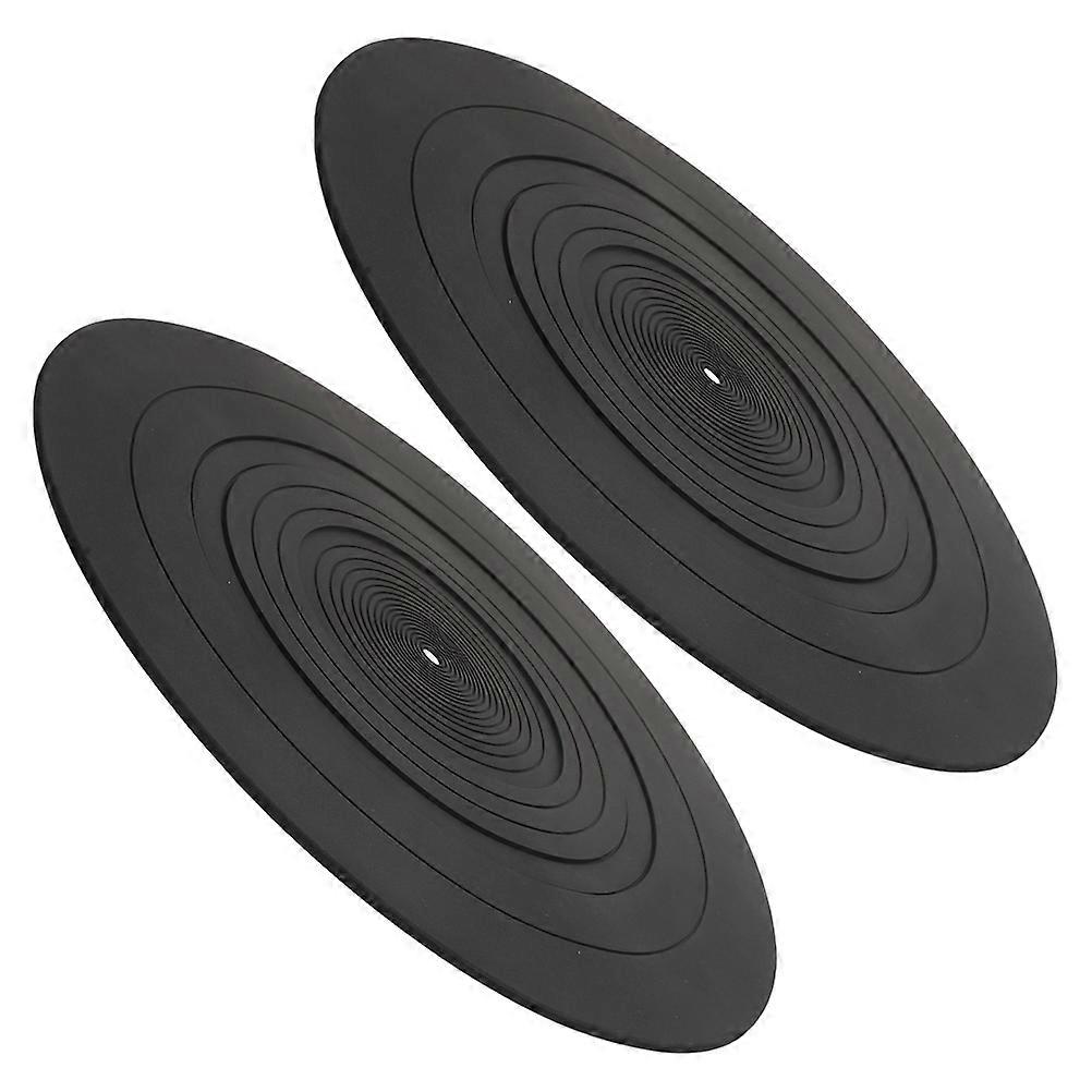 Turntable Mat Anti Static 2Set For Music Enthusiasts Black Retro Design Replacement Mat