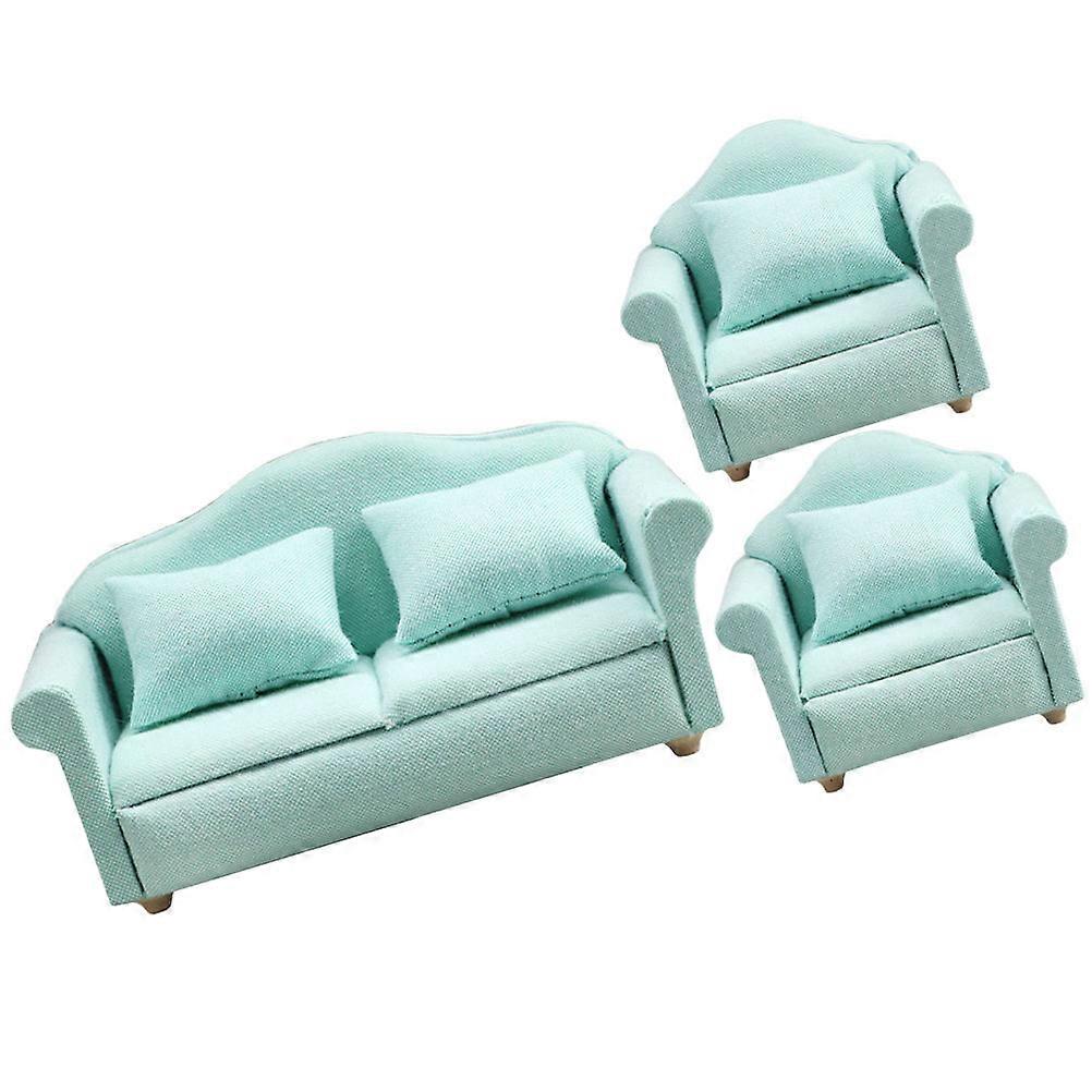 Miniature Sofa Dollhouse Deep Green Fabric Furniture Model for Mini House Decoration and Photography Design
