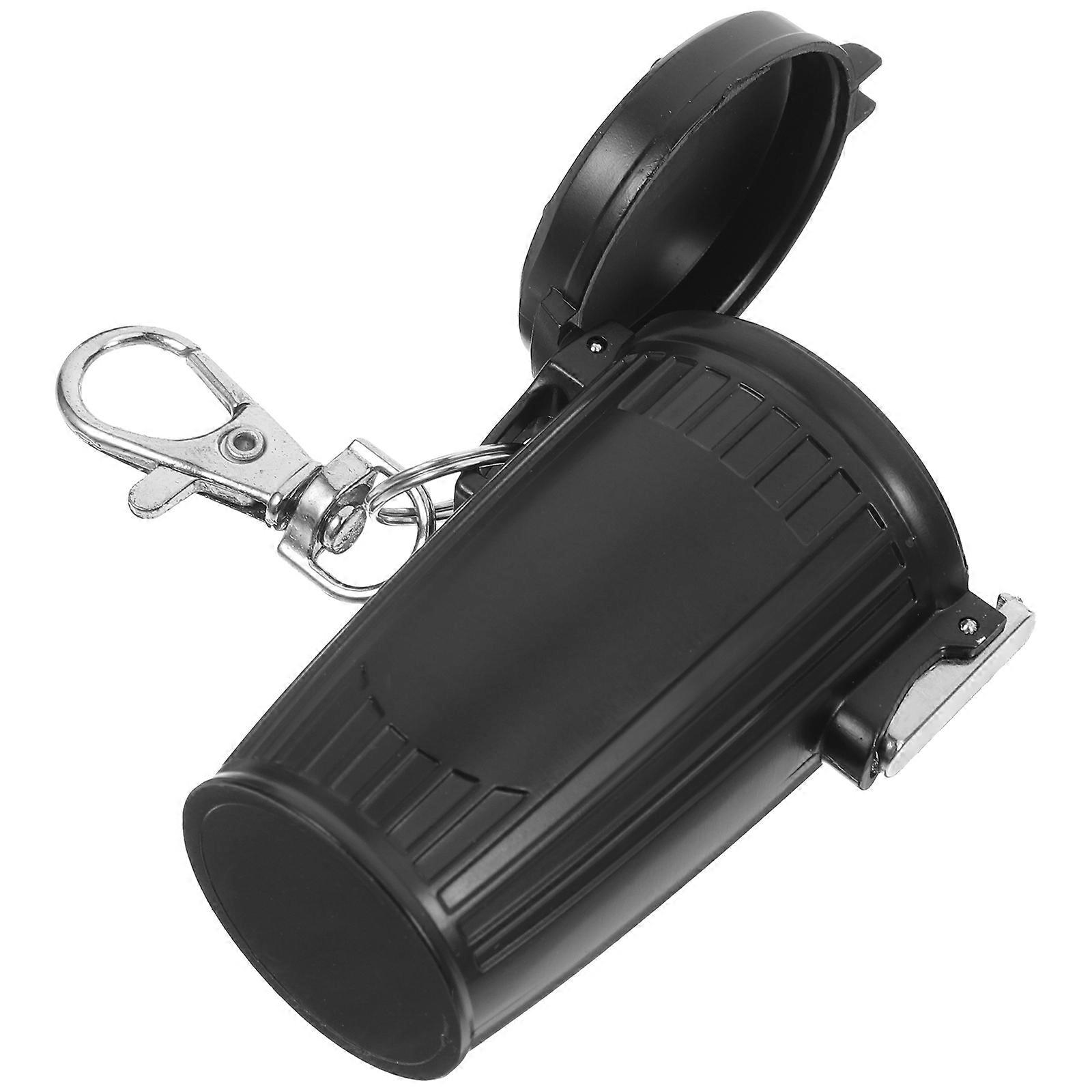 Portable Mini Ashtray with Lid for Outdoor Use Black Plastic Small Lightweight Sealed Design 2.5 x 1.8 Inches