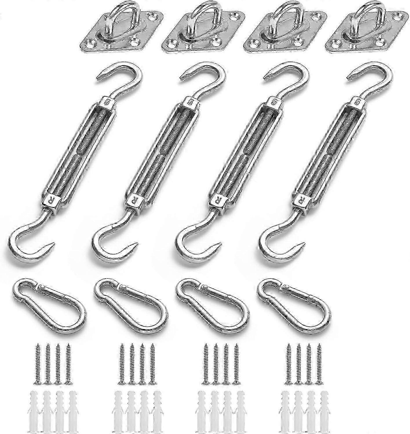 Robusto kit di ferramenta in acciaio inox per vele parasole per impieghi gravosi, inclusi accessori da giardino triangolari e rettangolari quadrati Edition 0724