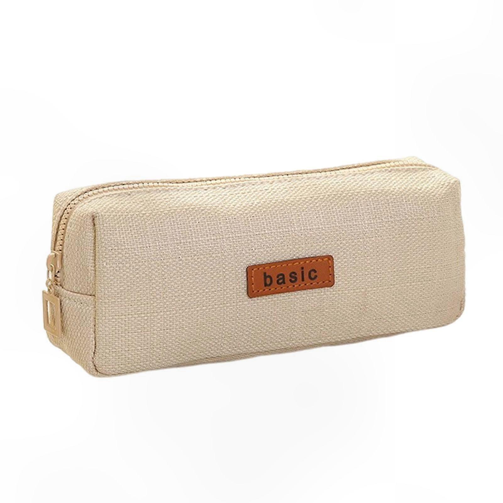 Solid Color Zippered Pencil Case for Office and Home Stationery Storage Pen and Eraser Organizer Pouch with Large Capacity