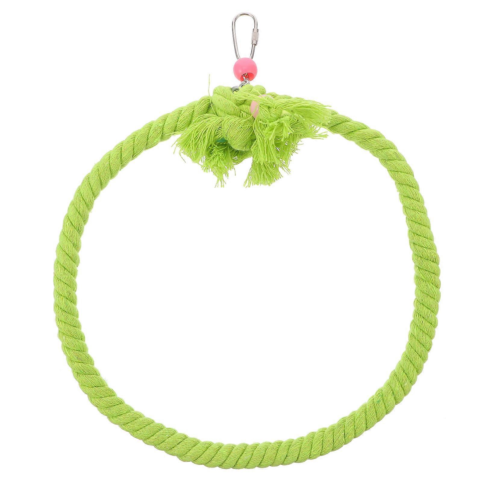 Chew Toy Cotton Rope Ring Designed For Budgies And Lovebirds Climbing Swing Green 1Set