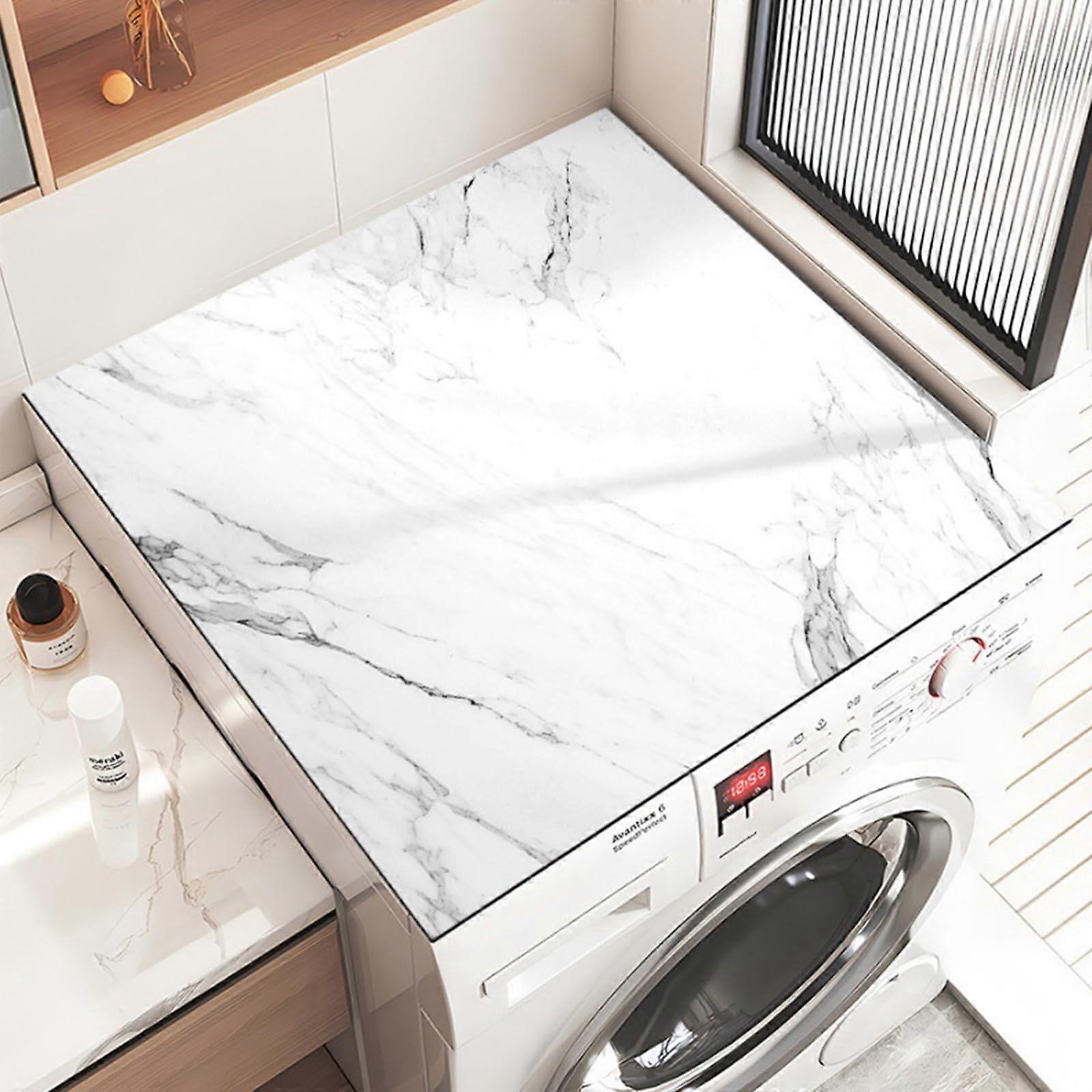 Nonslip washing machine cover, 3D marble universal absorbent quickdrying mat (50x50cm)