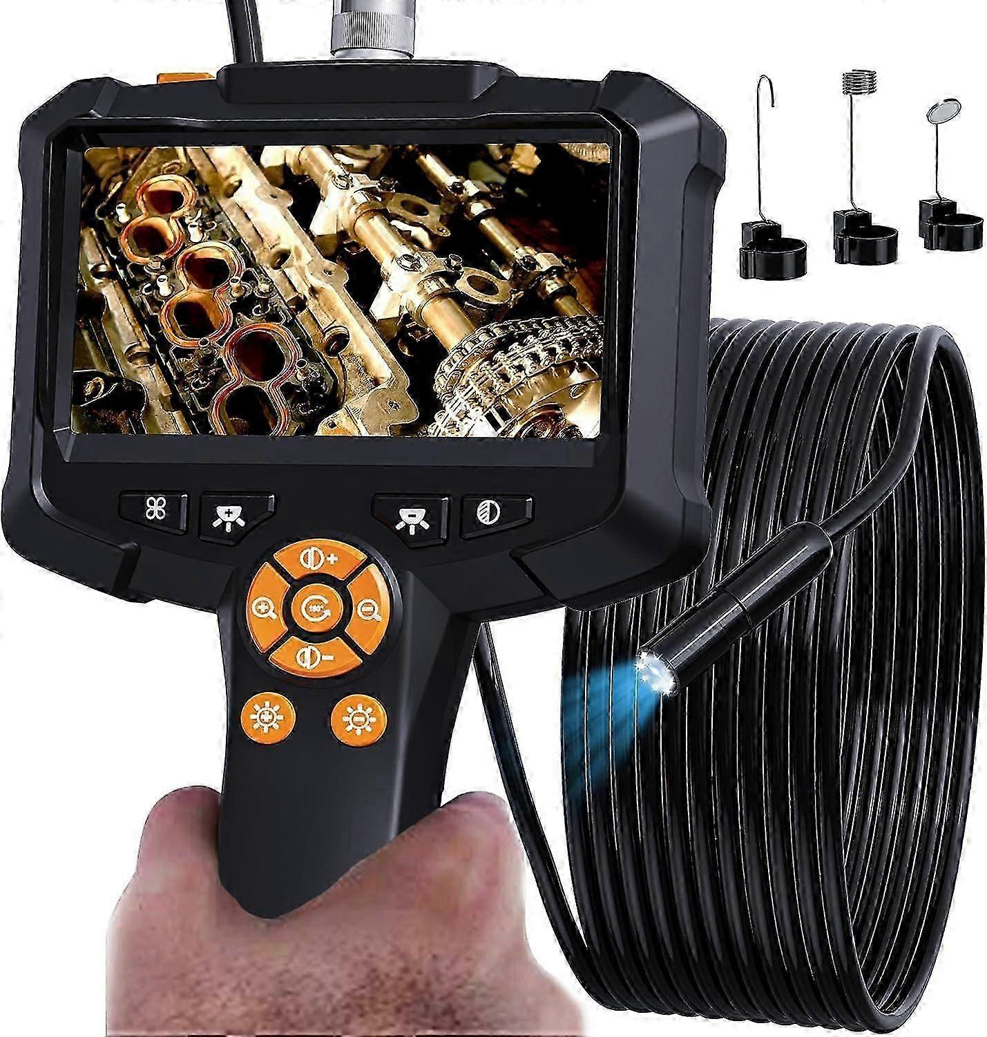 10M cable borescope endoscope camera with light, IP67 4.3" IPS screen inspection camera for viewing