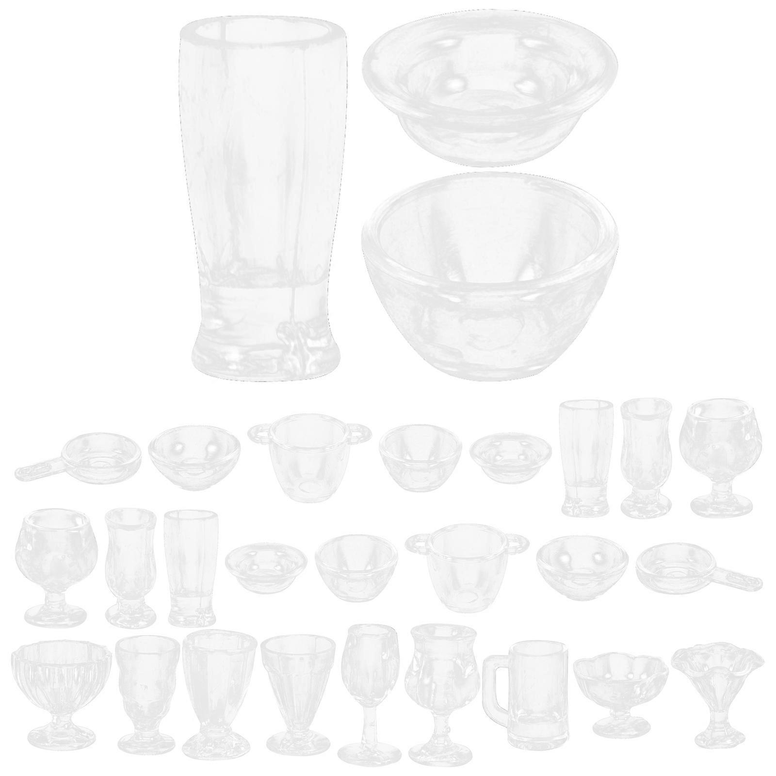 Transparent Plastic Miniature Dessert Cup Set for Doll House Decor Convenient and Elegant Design